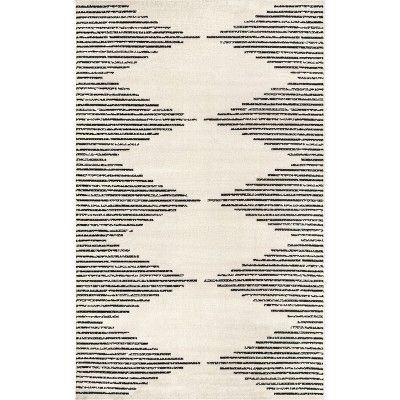 a rug with black and white lines on it