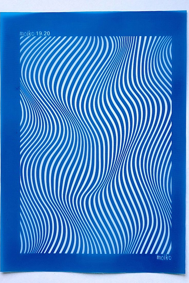 a blue square with wavy lines on it