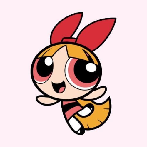 the powerpuff character is flying through the air