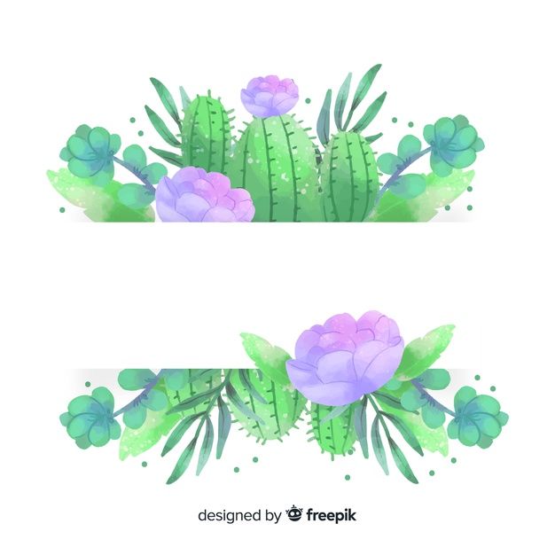 two watercolor banners with cactus and succulents