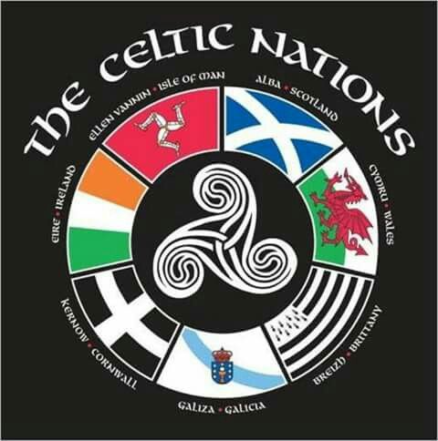 the celtic nations logo on a black background