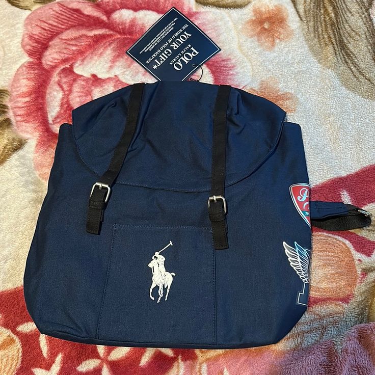 Brand New With Tags Casual Navy Backpack For Daily Use, Preppy Blue Backpack Bag, Casual Navy School Backpack, Casual Navy Standard Backpack, Navy Rectangular Casual Backpack, Navy Casual Rectangular Backpack, Navy Casual Backpack For Back To School, Casual Navy Rectangular Backpack, Preppy Blue Backpack For Back To School