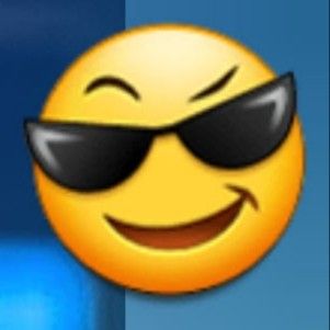 an emoticive smiley face wearing sunglasses