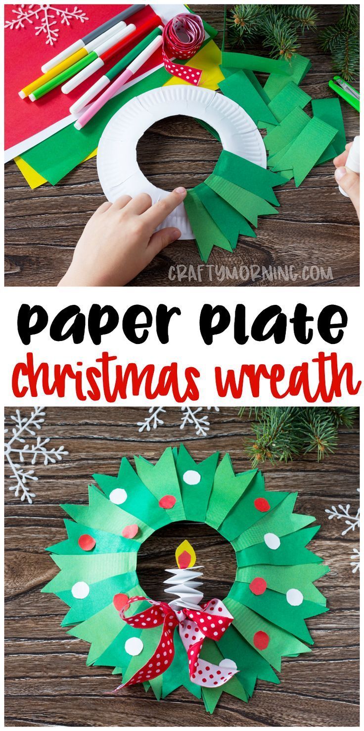 paper plate christmas wreath craft for kids to make