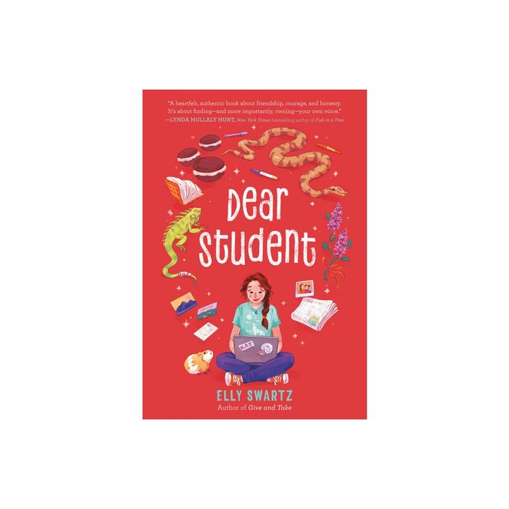 the book cover for dear student by elly swartz, with illustrations of books and