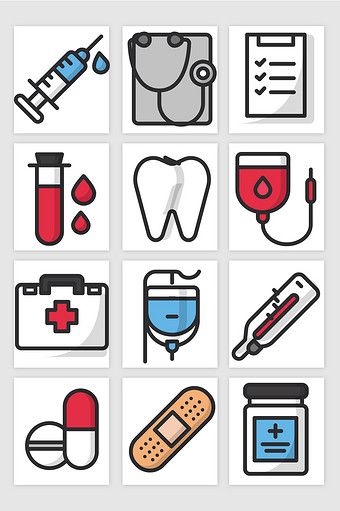 the medical icons are arranged in squares