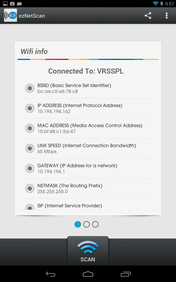 the wifi info screen is shown on an android device, and it appears to be connected to vbspl