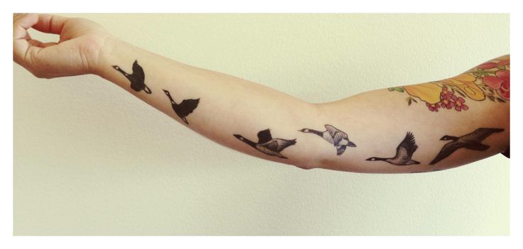 a woman's arm with birds on it