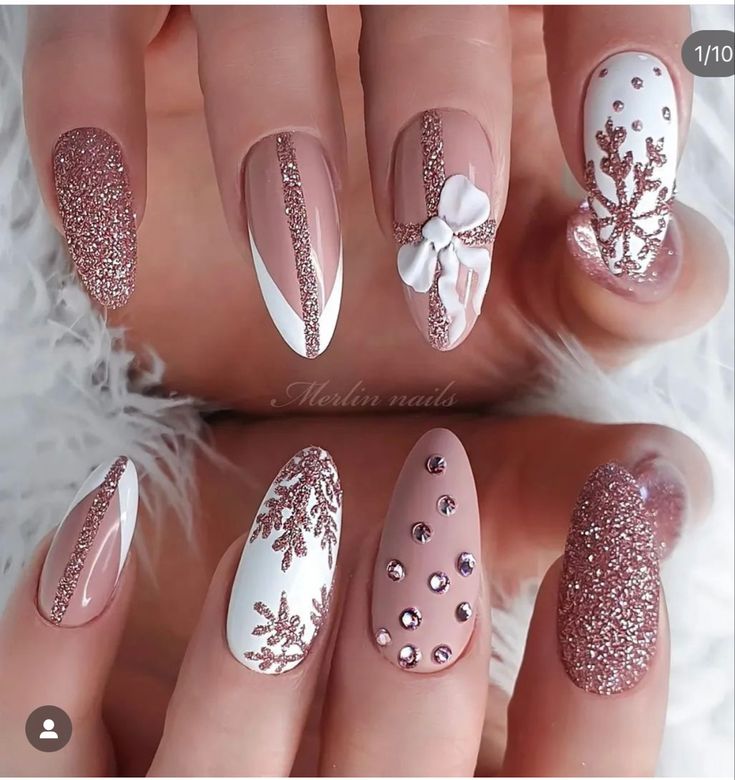 Winter Nails Acrylic, Christmas Gel Nails, Winter Nail Designs, Xmas Nails, Fancy Nails, Manicure E Pedicure, Holiday Nails, Blue Nails, Nail Trends