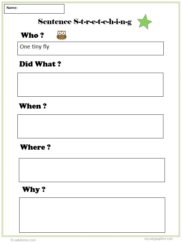 the sentence worksheet for students to use in their writing and speaking skills, including