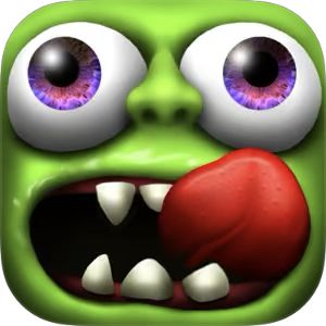 an animated green monster with big eyes and large teeth