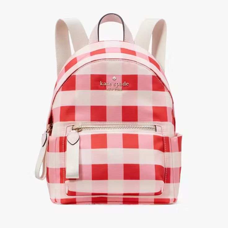 Kate Spade Chelsea Gingham Mini Backpack New With Tags $259 Additional Items From This Collection Listed In My Closet. Visit And Bundle. Super Cute For The Spring And Summer. Style Number Kg565 Measurements Length: 4.0" Height: 9.8" 7.2"W At Bottom Materials 100% Recycled Nylon Smooth Pvc Trim Two Way Script Logo Lining Handle 2.3" Features Front Zip Pocket, Side Slip Pockets Interior Back Slip Pocket Zip Around Closure Dust Bag Included: No Metal Pinmount Logo Made In Imported Kate Spade School Backpack With Adjustable Strap, Kate Spade Casual School Backpack, Casual Kate Spade School Backpack, Casual Kate Spade Bag For School, Gingham Backpack For Everyday Use And Back To School, Back To School Gingham Backpack For Everyday Use, Gingham Bags For Travel And Back To School, Gingham Travel Backpack, Travel Backpack In Gingham