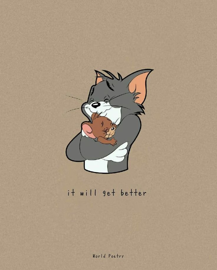 a cat hugging a mouse with the caption'it will get better'written below