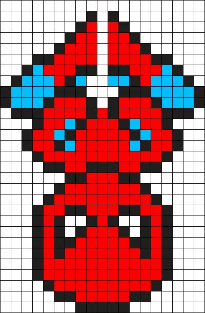 a cross stitch pattern with an image of a red, white and blue face on it