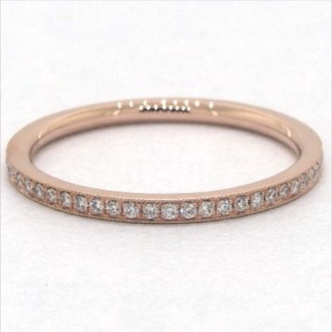 Crafted in 14K rose gold, this single row diamond band with delicate milgrain detail is chic and timeless. Wear this simply beautiful band on its own or stack with other rings for a fashion forward look. James Allen Ring Style: 81128R14 #weddingrings #weddingring #engagementrings #engagementring #marryme #proposal #isaidyes #dreamwedding #propose #showmeyourrings #theknotrings #heputaringonit #imengaged #ido #diamondring #stackablerings #jamesallen #jamesallenrings #eternityband Classic Stackable Rings With Pave Setting, Classic Stackable Rose Gold Diamond Ring, Luxury Stackable Rings With Single Cut Diamonds, Heirloom Rose Gold Stackable Diamond Ring, Heirloom Stackable Rose Gold Diamond Ring, Rose Gold Diamond Band In Fine Jewelry Style, Elegant Stackable Rings With Pave Setting, Rose Gold Diamond Stackable Rings, Round Band, Rose Gold Diamond Stackable Rings