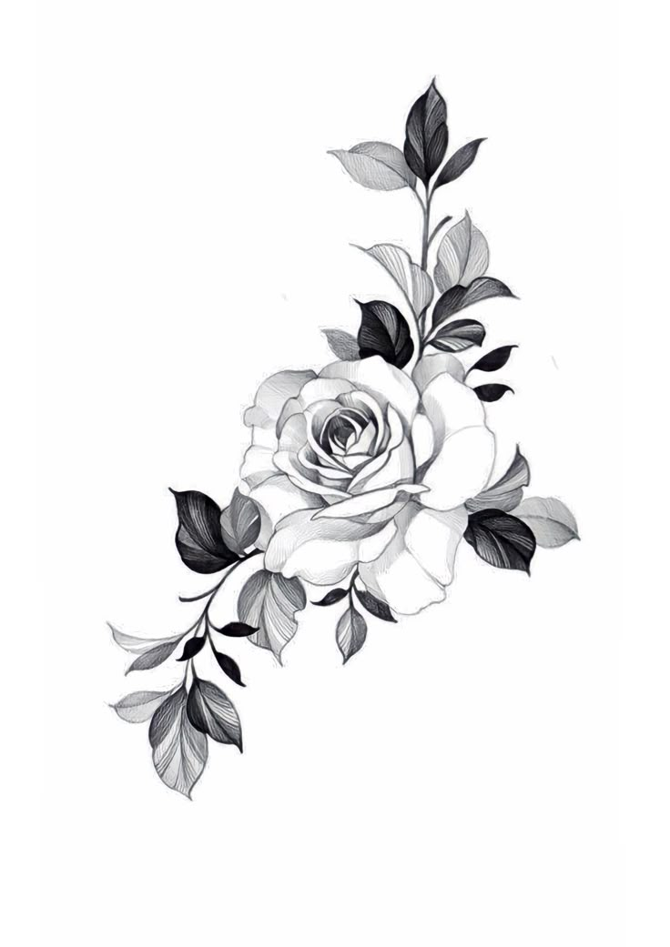 a black and white rose tattoo design