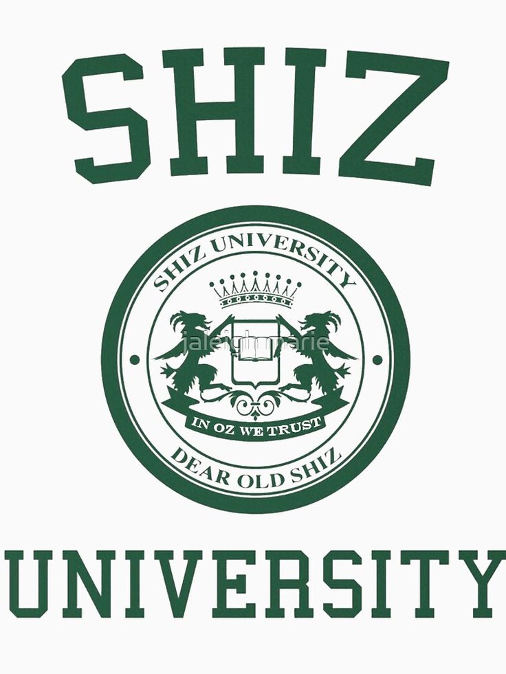 the shiz university logo is shown in green and white, with an emblem above it