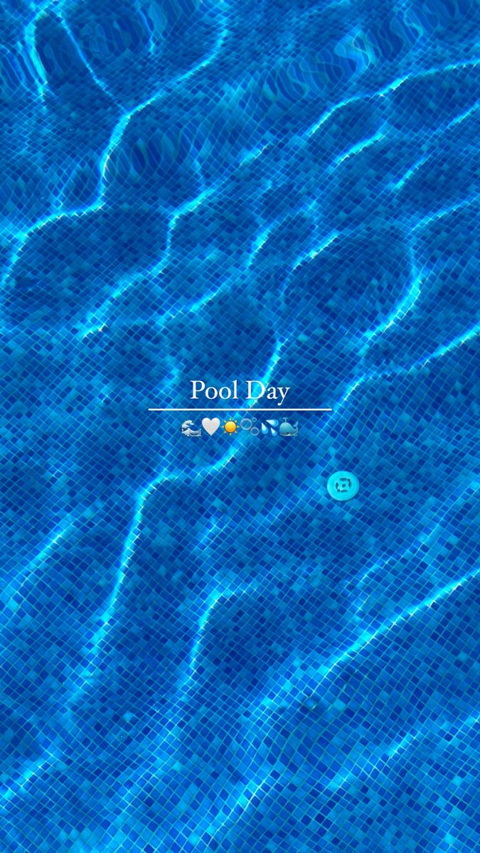 a pool with blue water and the words pool day written on it's side