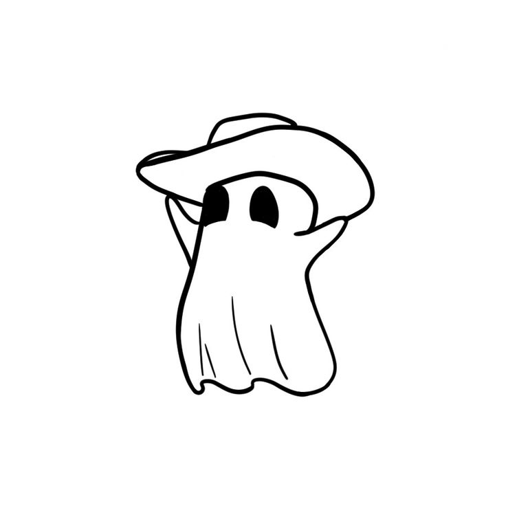 a drawing of a ghost wearing a hat