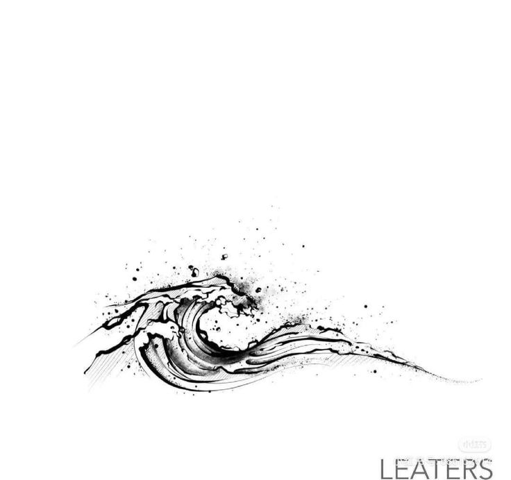 a black and white drawing of a wave