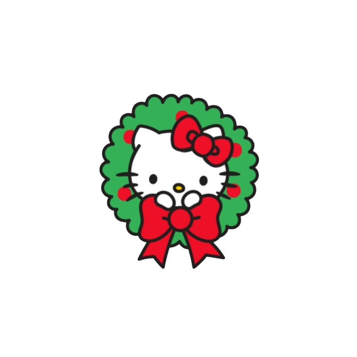 a hello kitty christmas wreath with a bow