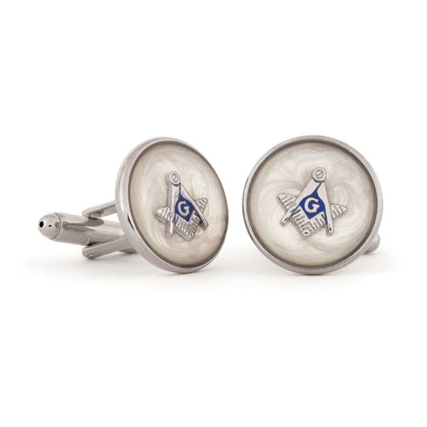 A SLEEK & CLASSY TOUCH Dress to impress in the workplace and beyond. Looking the part makes all the difference and that means having the right accessories for your business or formal attire. Cufflinks are a classic choice to elevate your look and enhance your suit. Our Masonic Cufflinks feature an eye-catching mop swirl and the masonic square and compass. It is the perfect choice for masons and freemasons. For such a minor accessory, it has a major impact on your style. [split] Made with high-qu Classic Round Cufflinks For Business, Classic Polished Jewelry For Workwear, Classic Polished Jewelry For Work, Classic Jewelry With Polished Finish For Workwear, Classic Polished Finish Jewelry For Workwear, Elegant Silver Cufflinks For Office, Classic Round Adjustable Cufflinks, Elegant Cufflinks For Workwear, Designer Round Cufflinks For Formal Occasions