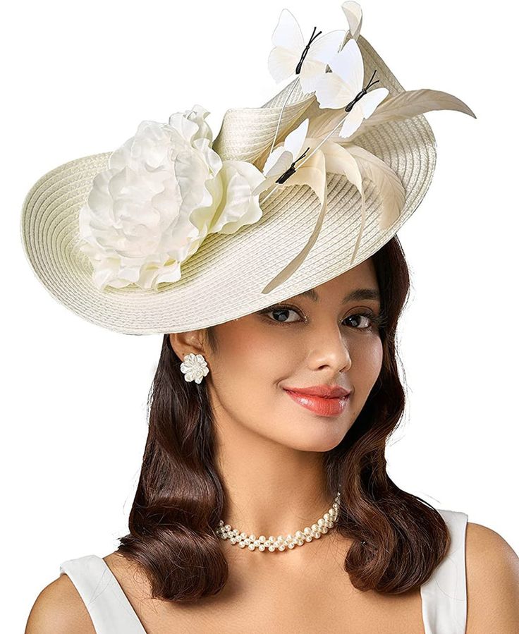 JQS Women's Fine Fashion Elegant Butterfly Flowers Luxury Style Cocktail & Special Events Celebration Hat Crazy Kentucky Derby Hats, Derby Hats Diy Ideas, Victoria Costume, Derby Headband, Derby Outfits, Derby Hats Fascinators, Church Hat, Hat Fascinator, Tea Party Hats