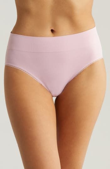 Feminine Bottoms For Daywear, Pink Soft Touch Shapewear Bottoms, Soft Touch Pink Shapewear Bottoms, High Waist Pink Bottoms With Smoothing Details, Supportive Seamless Bottoms For Daywear, Pink High-cut Leg Stretch Bottoms, Pink Moderate Coverage Briefs, Feminine Stretch Bottoms With High-cut Leg, Feminine Fitted Seamless Bottoms