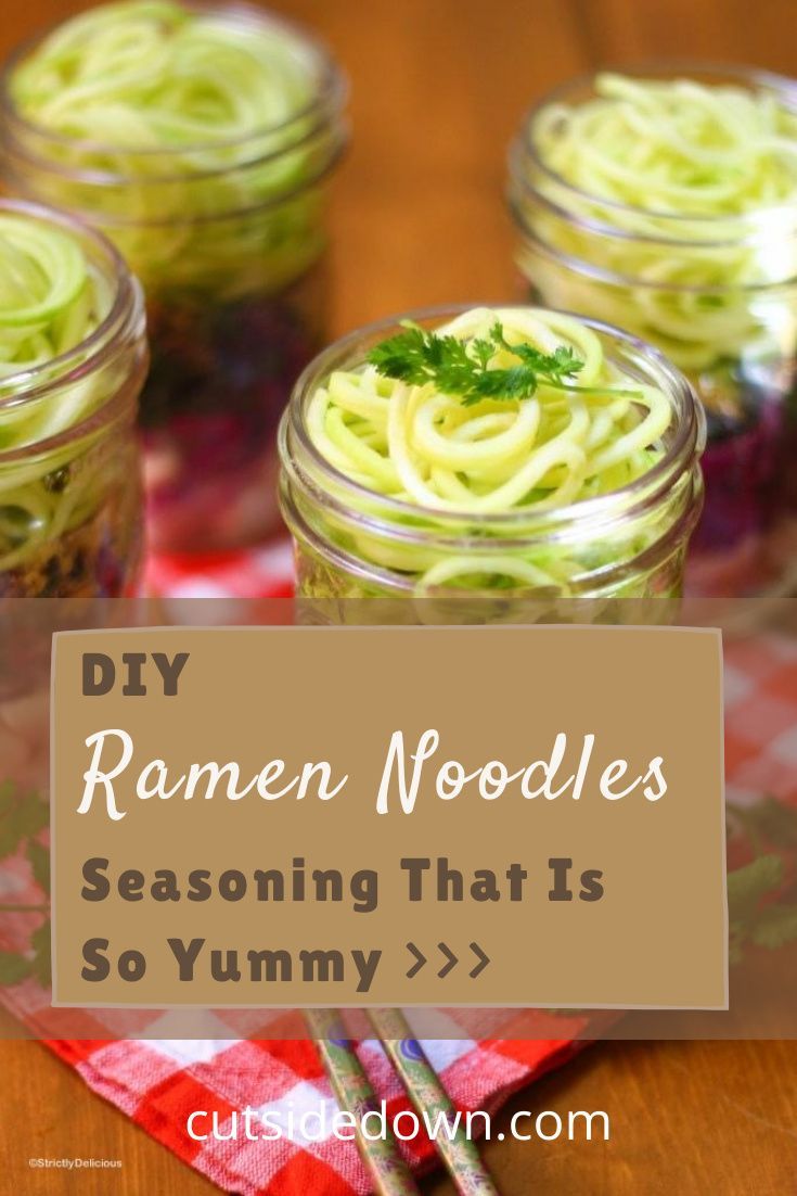 four mason jars filled with food and the words diy ramen noodles seasoning that is so yummy