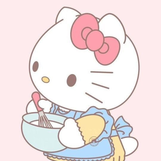 hello kitty with a mixing bowl, mixing some kind of batter Sanrio Matching, Cupcake Princess, Sanrio Danshi, Sanrio Stuff, Hello Kitty Cartoon, Hello Kitty Art, Sanrio Wallpaper, Hello Kitty My Melody, Hello Kitty Pictures