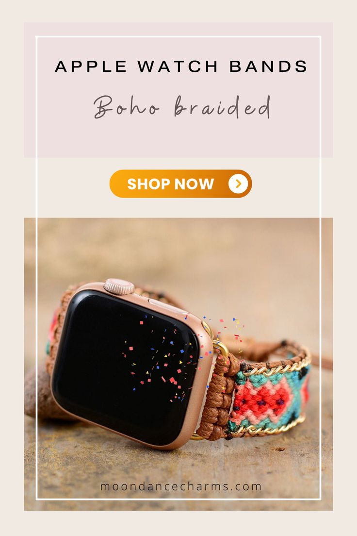 Boho Braided Apple Watch Band for Women Fashion 2023 Dress up your iwatch with our unique boho apple watch bands, handcrafted with natural cotton All at 50% OFF. Make a fashion statement with these stylish apple watch straps. Our bands for apple watches are unique and special. 38mm/44mm. Dress up your tech with these unique accessories. Moon Dance Charms offers unique natural stone handcrafted jewelry, and boho beads wrap bracelets. Visit our website for more> Casual Adjustable Brown Apple Watch Band, Casual Brown Adjustable Apple Watch Band, Bohemian Brown Bracelet Strap Apple Watch Band, Bohemian Brown Apple Watch Band With Bracelet Strap, Bohemian Multicolor Adjustable Apple Watch Band, Bohemian Adjustable Apple Watch Band Gift, Handmade Adjustable Bohemian Watch Bands, Adjustable Beaded Bohemian Watch Bands, Bohemian Adjustable Beaded Watch Bands