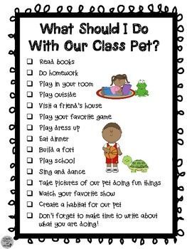 what should i do with our class pet? printable activity for kids and adults