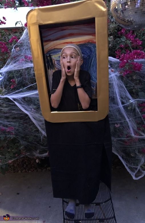 Famous Paintings Halloween Costumes, The Scream Painting Costume, Famous Painting Halloween Costume, Picture Frame Costume, Famous Painting Costume, Painting Halloween Costume, Artist Halloween Costume, Homeade Halloween Costumes, The Scream Edvard Munch