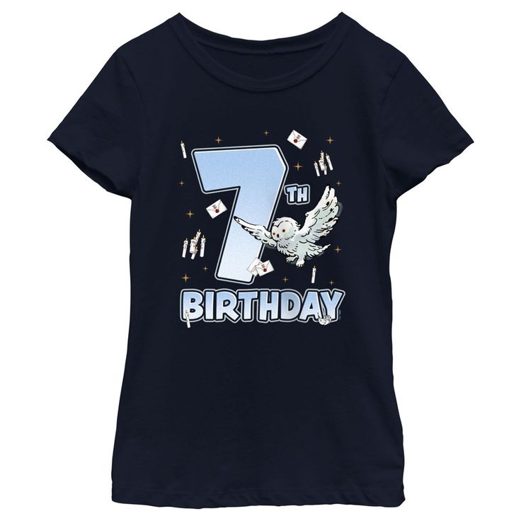 Have a fantastical birthday this year and unlock magical secrets hiding in the closet under the stairs with these officially licensed Harry Potter styles! Head to Hogwarts with your favorite witches and wizards and learn to defeat He Who Shall Not Be Named! This Girls' Harry Potter and the Deathly Hallows: Part 2 Hedwig 7th Birthday Graphic T-Shirt reads: "7th birthday" in blue letters, along with Harry Potter's pet snowy owl, Hedwig, flying across the front. And, just remember, the spell is Win Harry Potter Shirts Birthday, Hedwig Flying, Closet Under The Stairs, Harry Potter Pets, Owl Clothes, Deathly Hallows Part 2, Birthday Graphic, Harry Potter Hedwig, Blue Letters