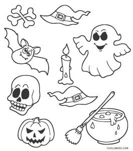 halloween coloring pages with pumpkins, ghost and other items to color on the page