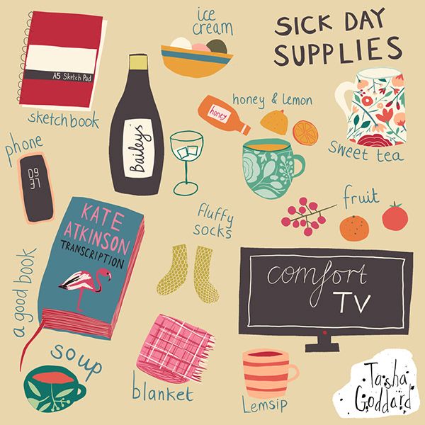 Self Care Sick Days, Sick Day Must Haves, Selfcare When Sick, Sick Day Checklist, How To Get Well When Sick, Self Care When You Are Sick, Self Care Supplies, Thing To Do When Sick, Productive Sick Day Routine