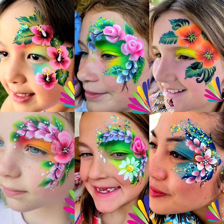 Floral Face Paint, Kids Face Painting Easy, Flower Face Paint, Face Painting Unicorn, Face Painting Flowers, Eye Face Painting, Face Paint Set, Kids Face Painting, Adult Face Painting