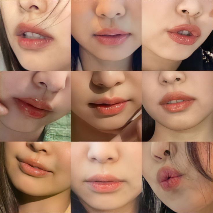 many different images of the same woman's face and lips, all with different expressions