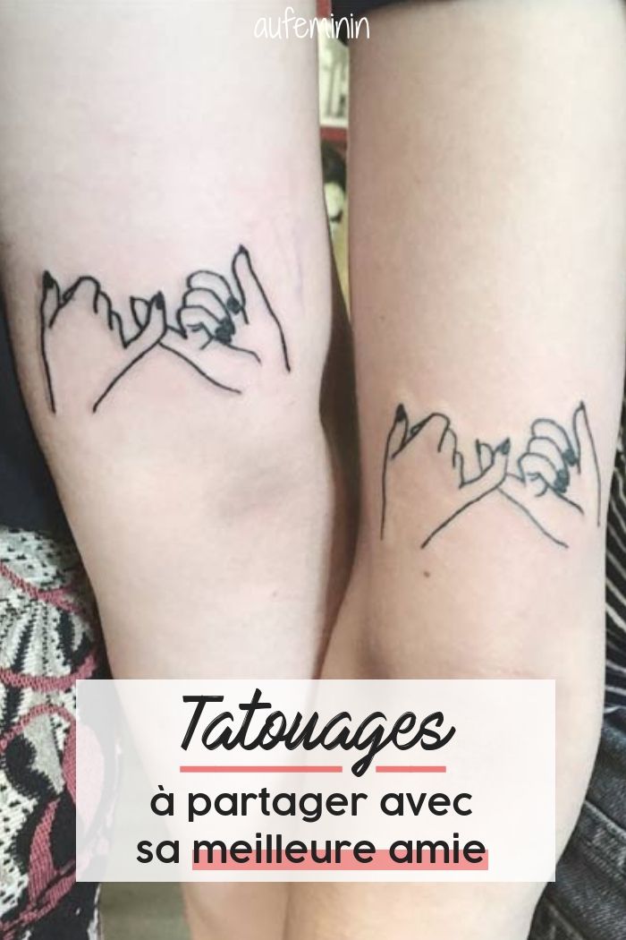 two people with tattoos on their legs and the words tatouages d'patger ave sa mellieure amie