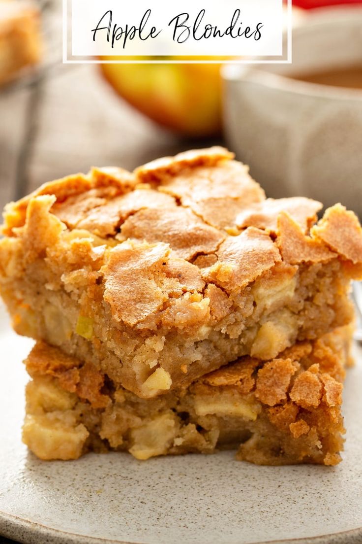 two pieces of apple pie sitting on top of a plate