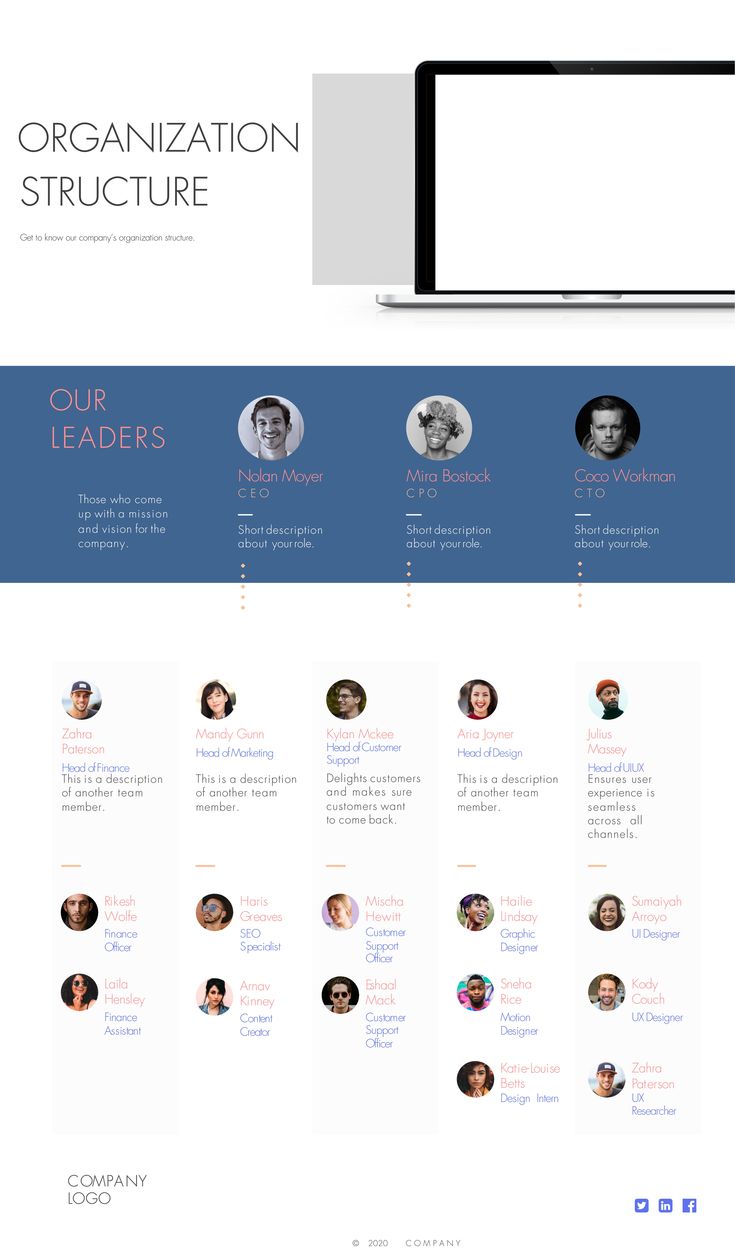 the website design for organization structure