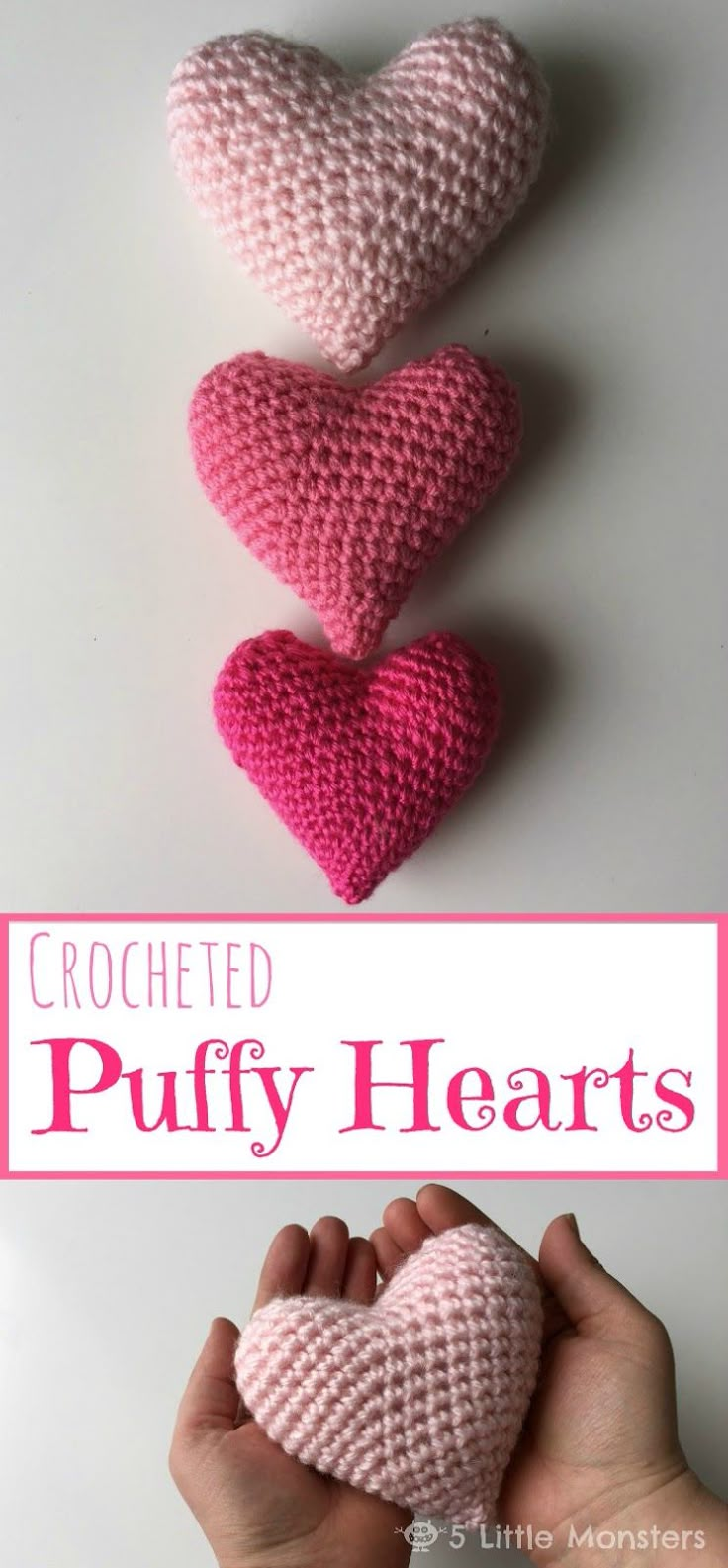 crocheted puffy hearts are the perfect valentine's day gift for her