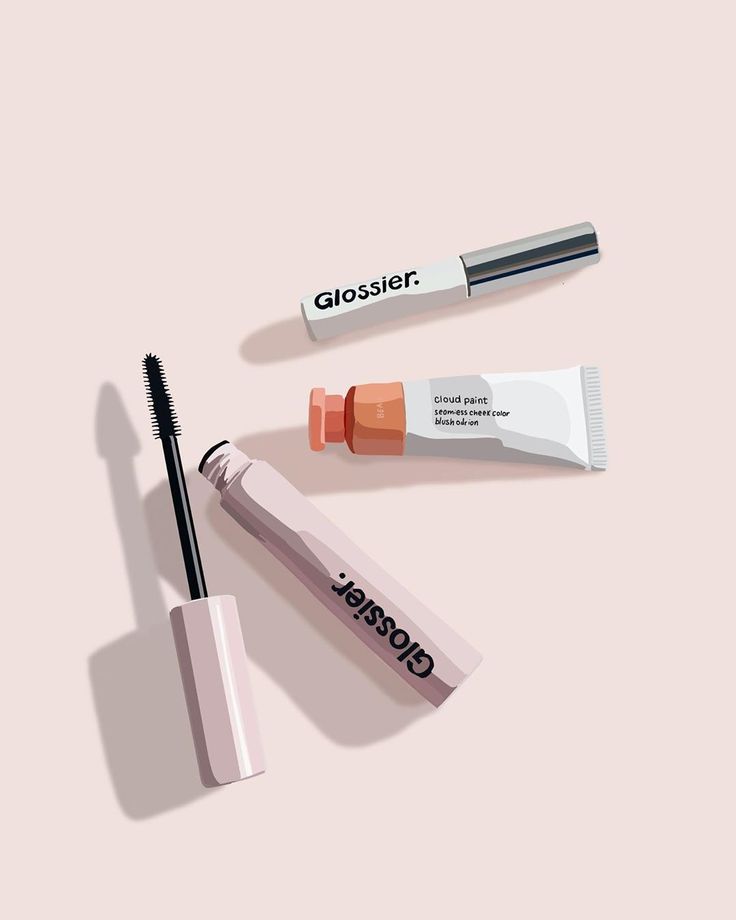 three different types of makeup on a pink background with the words glossier written in black