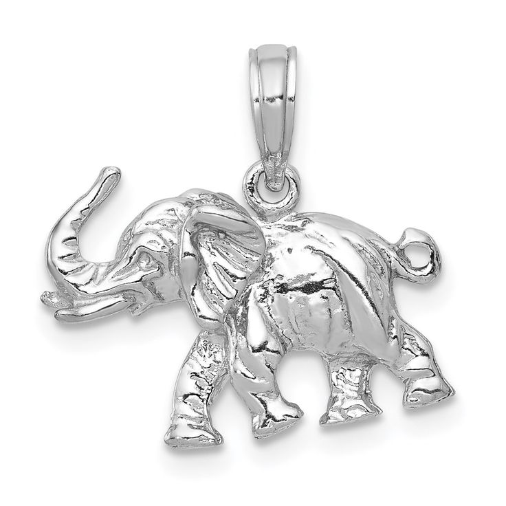 14k White Gold Polished 3-D Elephant Necklace Charm Pendant 2.45 Grams. Fine Jewelry, Pendants And Charms, Themed Charms, Animals, Elephants, , Purity: 14k, Plating: Rhodium, Charm/Element Length: 11.5 Mm, Charm/Element Width: 18.5 Mm, Gold, Pendant/Charm Type: Themed, Bail Width: 2.25 Mm, Color: White, Bail Length: 6.5 Mm Rose Gold Flats, Gold Elephant, Elephant Necklace, Elephant Pendant, Elephant Charm, Gold Satin, Rose Jewelry, Sell Gold, Gold Polish