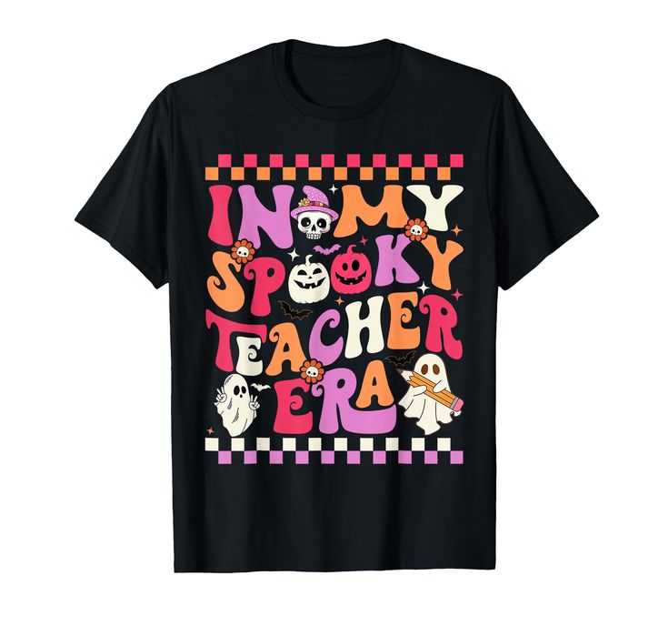 PRICES MAY VARY. In My Spooky Teacher Era, funny Spooky Season Retro Spooky Teacher Halloween Costume tee Halloween teacher outfit, Teacher Funny Halloween Costume Tees. Teaching, Teacher lovers, Teacher life, Teacher tee, Teacher Halloween Present Idea. teacher halloween, ghost halloween, groovy halloween tee, retro halloween tee, retro teacher shirt, groovy teacher shirt, pumpkin spice shirts, new teacher shirt, kindergarten teacher, fall teacher shirts, halloween gifts, cute teacher shirt, sp Staff Halloween Costumes, October Photography, Halloween Teacher Gifts, Teacher Halloween Costumes, Halloween Kindergarten, Music Nature, Teacher Halloween, Pumpkin Autumn, Fun Music