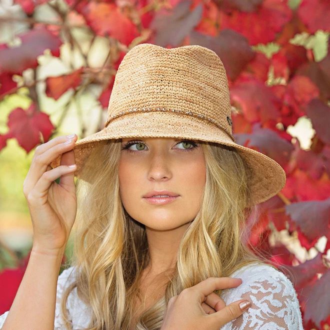 Malibu | Women's Sun Protection Hat – Wallaroo Hat Company Elegant Fedora With Curved Brim For Travel, Gold Fedora With Curved Brim For Beach, Elegant Travel Fedora With Curved Brim, Elegant Curved Brim Fedora For Travel, Gold Wide Brim Fedora For Beach, Gold Curved Brim Fedora For Beach, Gatsby Style Wide Brim Adjustable Hats, Elegant Gold Hat Band For Beach, Gold Fedora Straw Hat For Kentucky Derby