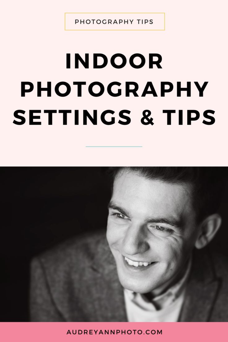 a man in a suit smiling with the words indoor photography settings and tips