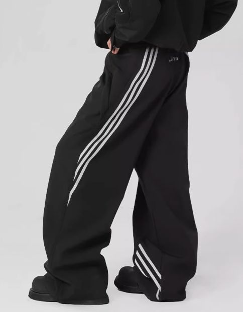 Sports Striped Paratrooper Pants - chiclara Trendy Sweatpants, Mens Cardigan Sweater, Cami Shirt, Jumpsuit Jacket, Men Fashion Casual Outfits, Black Fleece, Solid Clothes, Female Model, Cardigan Jacket