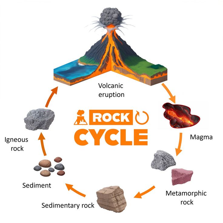 the rock cycle is shown in an image with different rocks and other things surrounding it