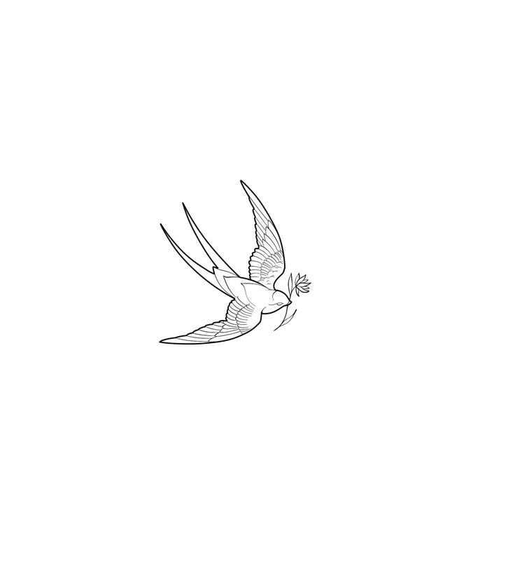 a black and white drawing of a bird flying